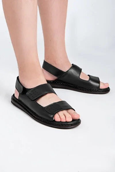Ducavelli Luas Hakiki Deri Erkek Sandalet, Hakiki Deri Sandalet, Ortopedik Taban Sandalet, Kauçuk Ta