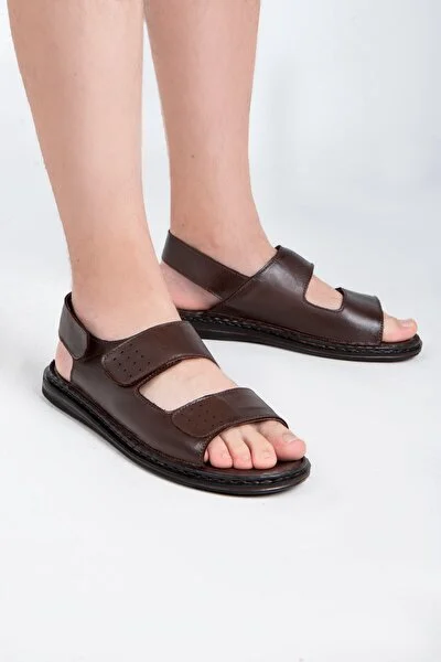 Ducavelli Luas Hakiki Deri Erkek Sandalet, Hakiki Deri Sandalet, Ortopedik Taban Sandalet, Kauçuk Ta