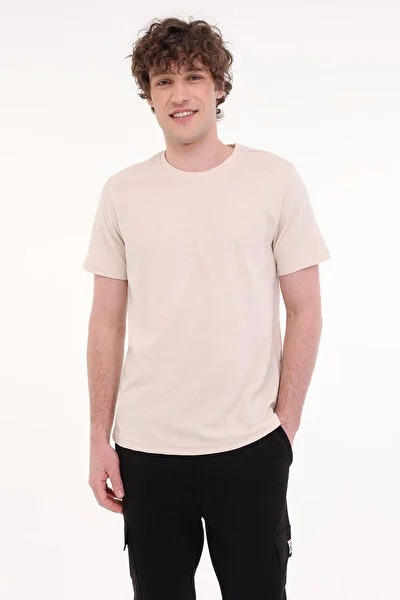 Kinetix MB CZ JK 11BS101 5FX Bej Erkek Kısa Kol T-Shirt